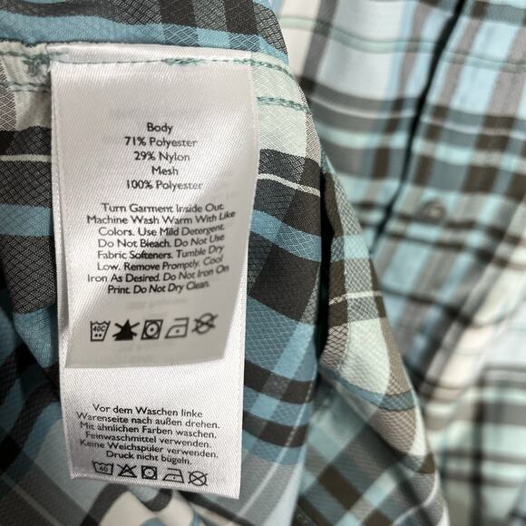 Eddie Bauer Mens Plaid Fishing Shirt Blue Size TL Tall Classic Outdoor Tech - Picture 5 of 6